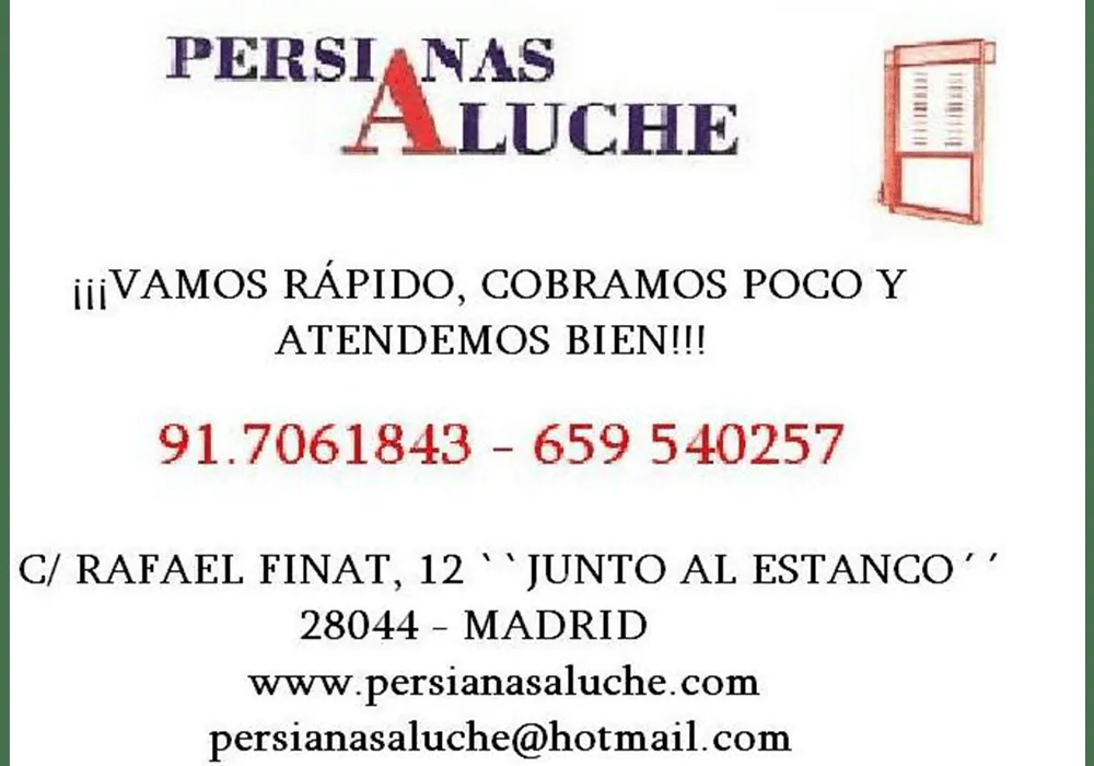 Persianas Aluche amplia servicios